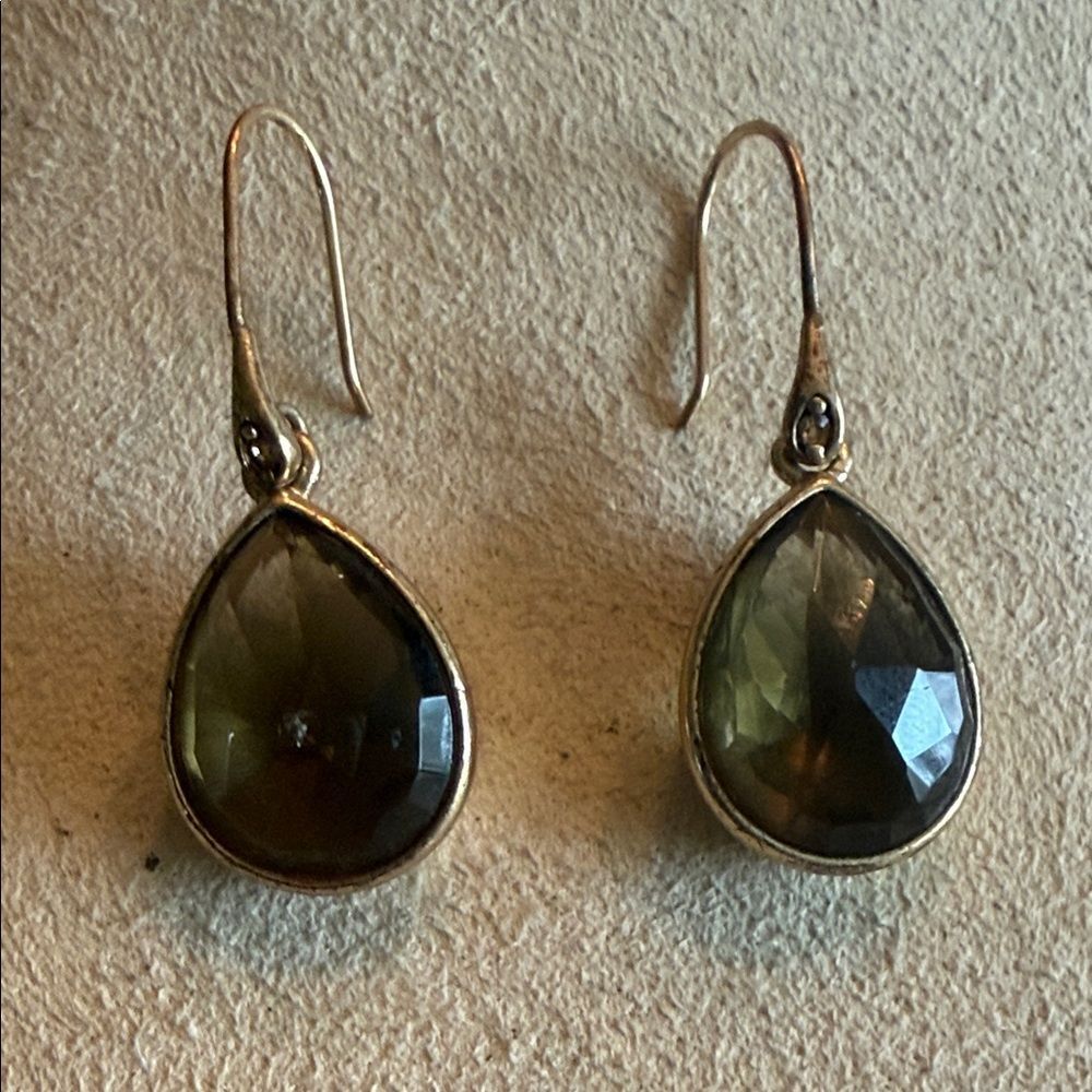 Monet Olive Green Clear Teardrop Dangle Earrings!